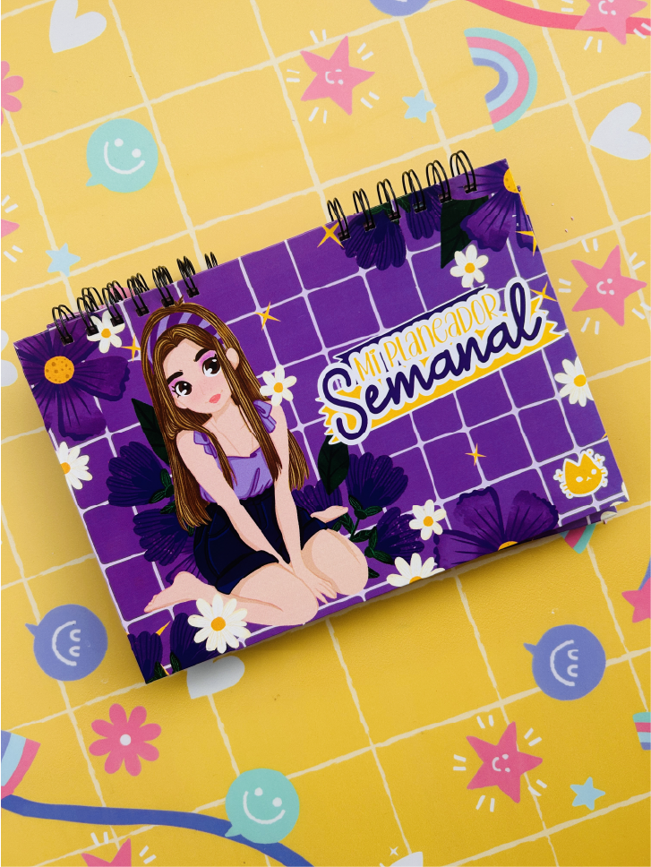 planeador semanal de con ilustración de chica